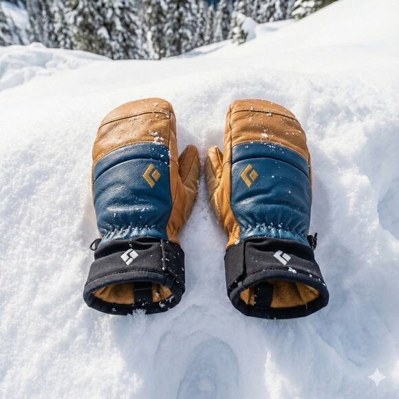 Brand New Black Diamond Spark Leather Mitts | Henna/Ink Blue | Size Large - Picture 10 of 10